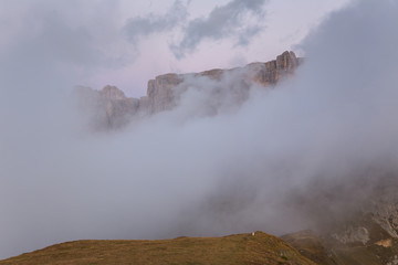 Wall Mural - Rocky mountain peaks of Croda da Lago in the Dolomites