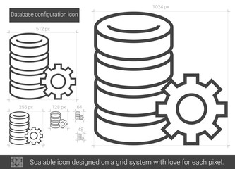 Poster - database configuration line icon.
