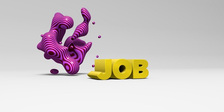 JOB - 3D rendered colorful headline illustration.  Can be used for an online banner ad or a print postcard.