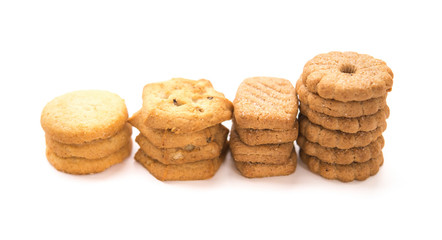 Poster - side view different sweet cookies on a white background