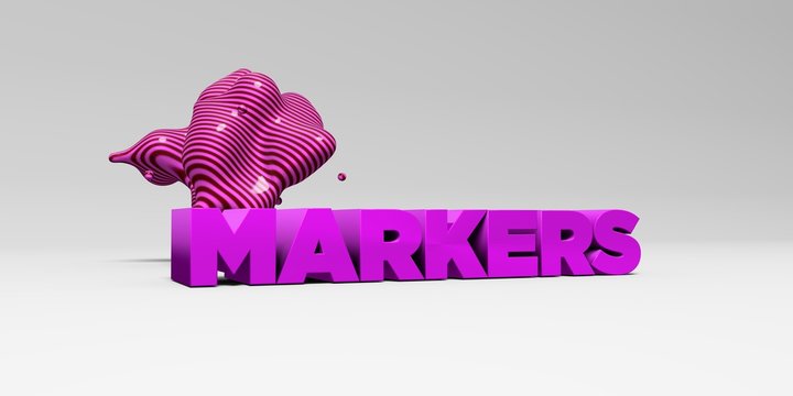 MARKERS - 3D rendered colorful headline illustration.  Can be used for an online banner ad or a print postcard.