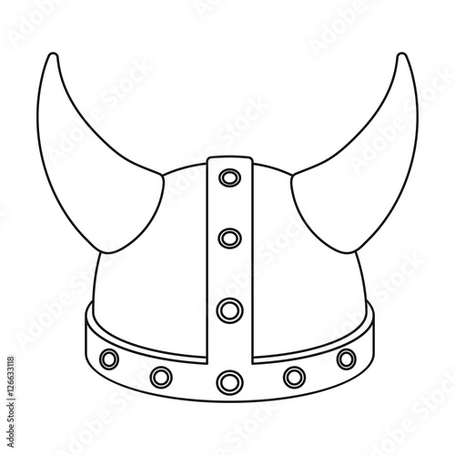 viking-helmet-icon-in-outline-style-isolated-on-white-background-hats