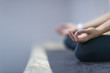 © mast3r - Woman Doing Yoga Exercises In Gym, Closeup Sport Fitness Girl Sitting Lotus Pose Meditation Relaxation