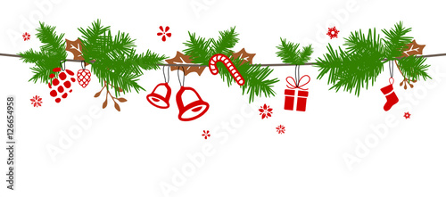 Weihnachtsmotive mit Tannenzweig – Stock-Vektorgrafik  Adobe Stock