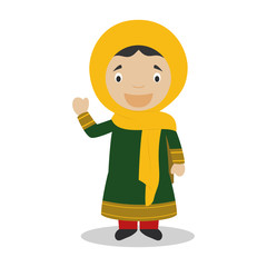 Character from Afghanistan dressed in the traditional way Vector Illustration. Kids of the World Collection.