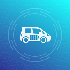 Sticker - electric car, vehicle icon, EV, green ecologic transport