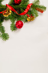 Wall Mural - Christmas white wooden background top view