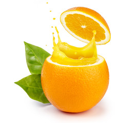 Wall Mural - orange splashing juice isolated on white background