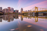 Fototapeta  - Panorama of downtown Pittsburgh at twilight