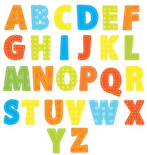 Nice Dotted Fabric Letters Set / Stitched English Alphabet