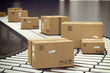 © alphaspirit - Box on conveyor roller. 3D Rendering