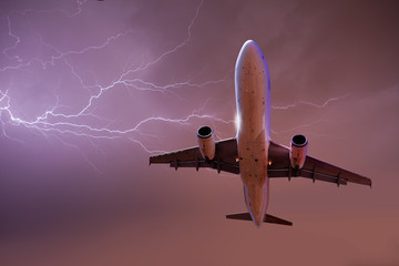 Wall Mural - thunderstorm over the aircraft