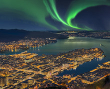 Nordlicht In Bergen Norwegen