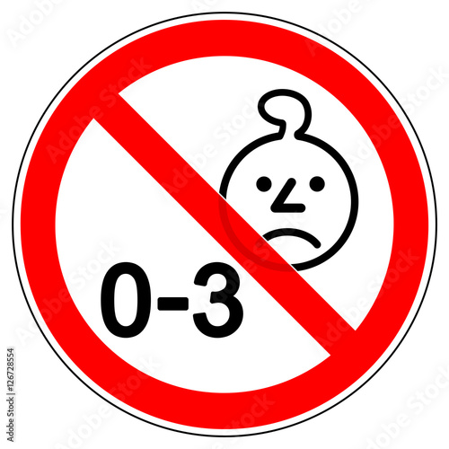 Kind 3 Jahre Hört Nicht srr75 SignRoundRed - German - Verbotszeichen: 0-3 / Nicht für Kinder