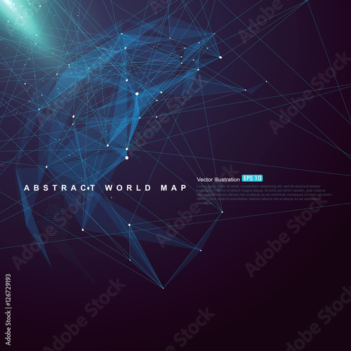 Fotografie, Obraz World map point, line, surface composition, representing the global,
