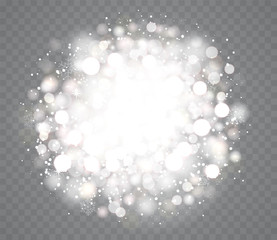 Wall Mural - transparent glowing snow effects with sparkles. holiday snowfall with lights.