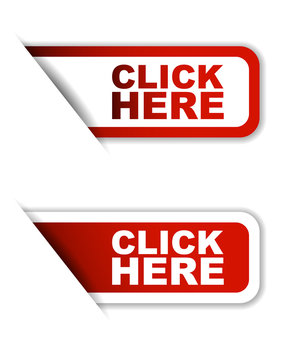 red vector click here, sticker click here, banner click here