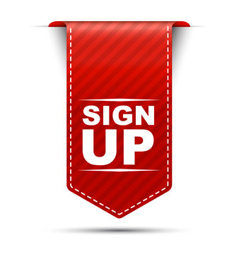 sign up, red vector sign up, banner sign up