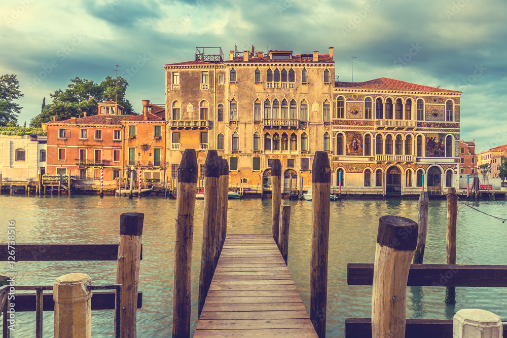 Wooden bridge, Venice, Italy - obrazy, fototapety, plakaty 