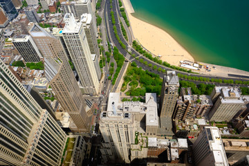 Wall Mural - Chicago skyline aerial view