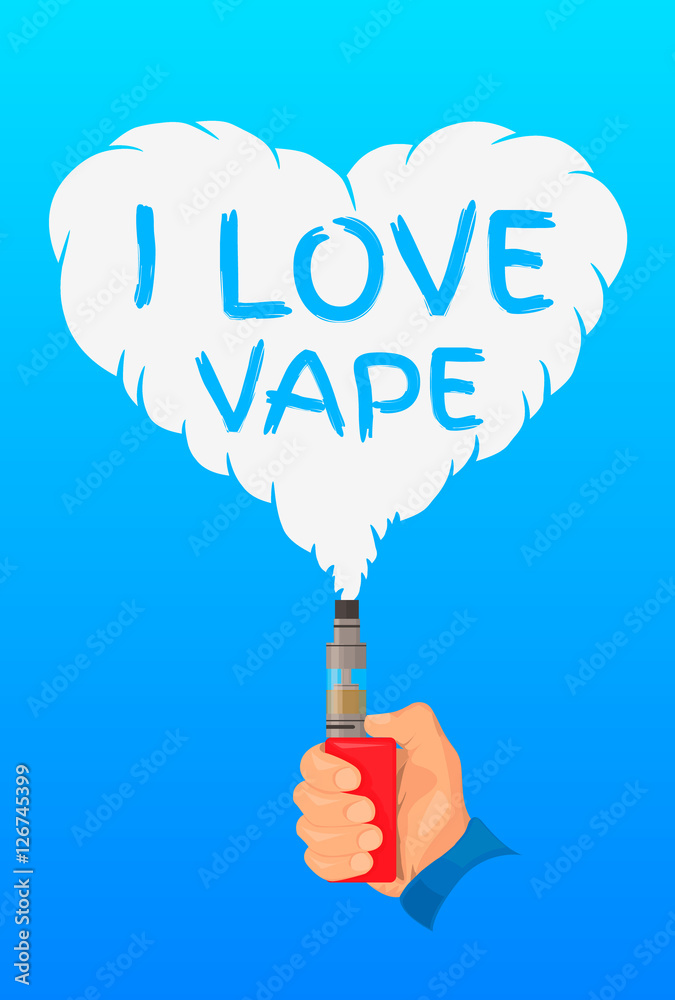 vape love I love vape vector poster. E-cigarette. Vector illustration. Isolated on  white background Stock Vector Image & Art