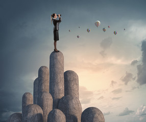 Wall Mural - she reached the top of sucess . mixed media