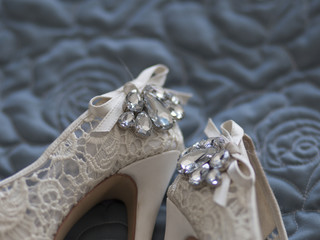 Wedding Shoes pretty white lace with jewels