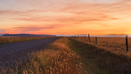 Empty Country Road Sunset