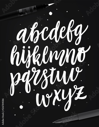 Hand Drawn Abc Set Brush Painted Letters Handwritten Script