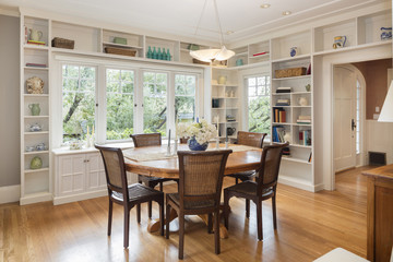 Dining room in luxury home with french doors