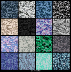 Wall Mural - set of seamless digital camouflage pattern vector