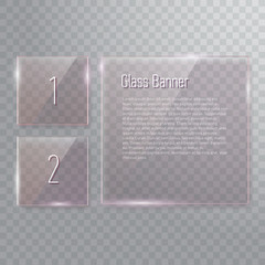 Wall Mural - set of transparent reflecting square glass banners