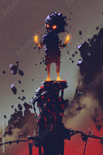 Fotomural the cute monster creature made from ember,illustration painting