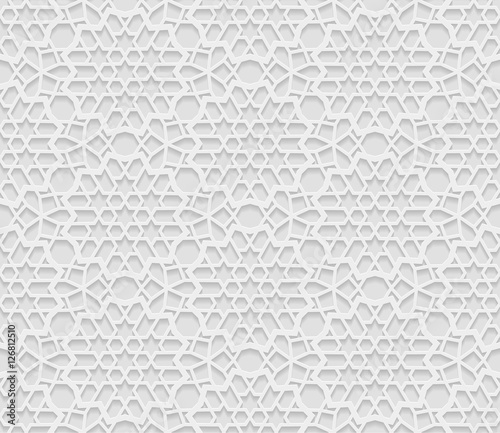 Seamless 3d White Background Arabic Geometric Pattern