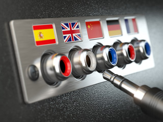 Poster - Select language. Learning, translate languages or audio guide co