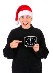 Canvas Print - Young Man with the Clock