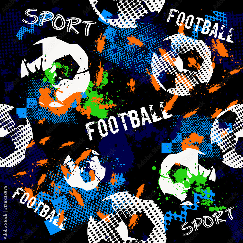Abstract seamless pattern for boys. Football pattern. Grunge urban ...