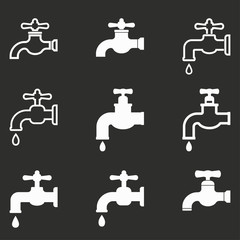 Wall Mural - Faucet icon set.