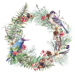 Fototapeta Vintage Christmas Wreath, New Year Decoration 