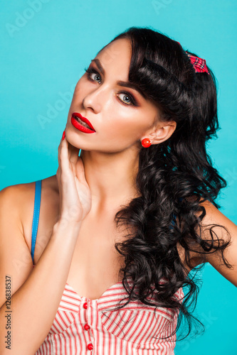 Close Up Studio Portrait Of Fashion Pretty Amazing Beautiful