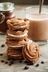 Wall Mural - Chocolate homemade cookies with a marshmallow.