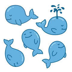 Wall Mural - cartoon whale set