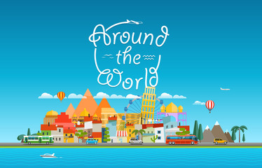 Poster - Around the world travelling concept. Asia cityscape Vector trave