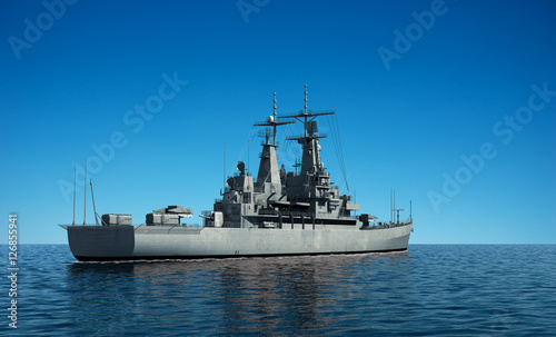 Modern Warship In The Ocean