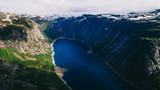 Fototapeta Natura - Beautiful summer vibrant view on famous Norwegian tourist place