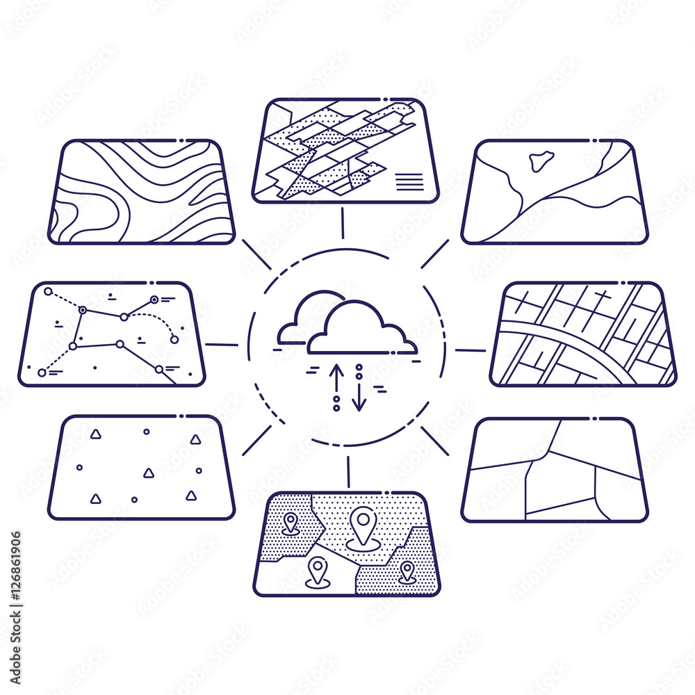 Vector Illustration of GIS Spatial Data Layers Concept for Info graphic ...