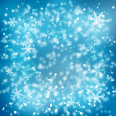 Wall Mural - beautiful blue Christmas background with snowflakes