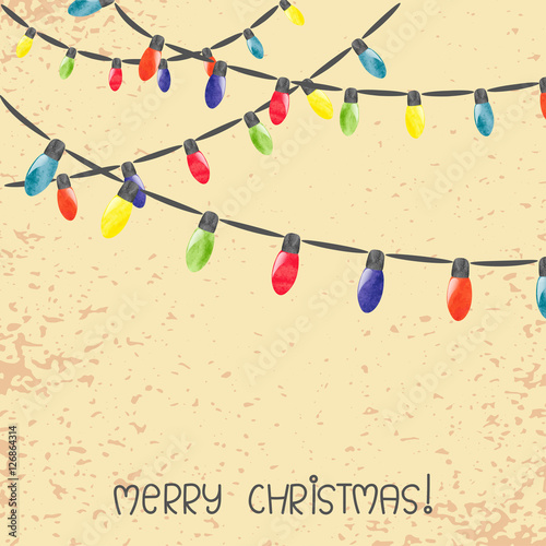 Vintage Christmas lights. Vector watercolor illustration