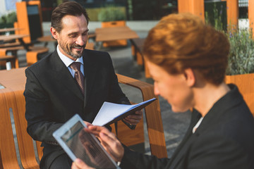 Sticker - Joyful business people satisfied with work results