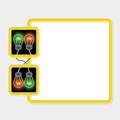 Wall Mural - Yellow box for your text and bulb symbol